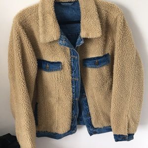 Reversible teddy Sherpa/ denim jacket - NWOT